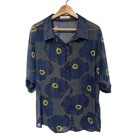 Rokoko by Daz sheer poppy print blouse - size small - Picture 1 of 12